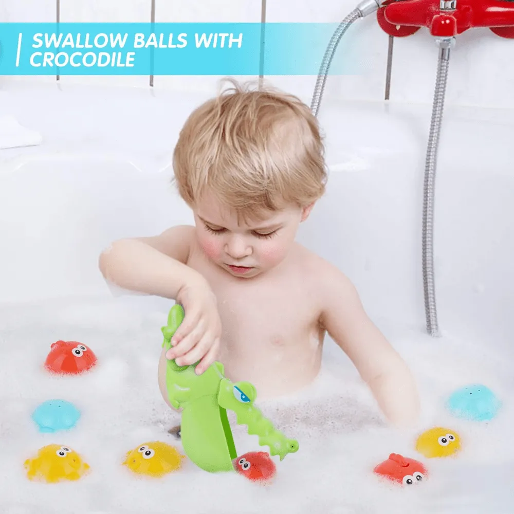 11 Piece Baby Bath Toys with Basketball Hoop & Fishing Net for Toddlers