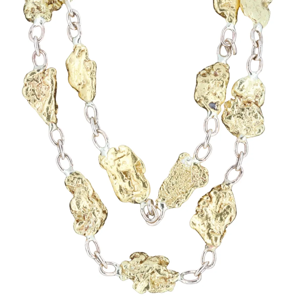 14K Yellow Gold Nugget Necklace - 42.01 Grams
