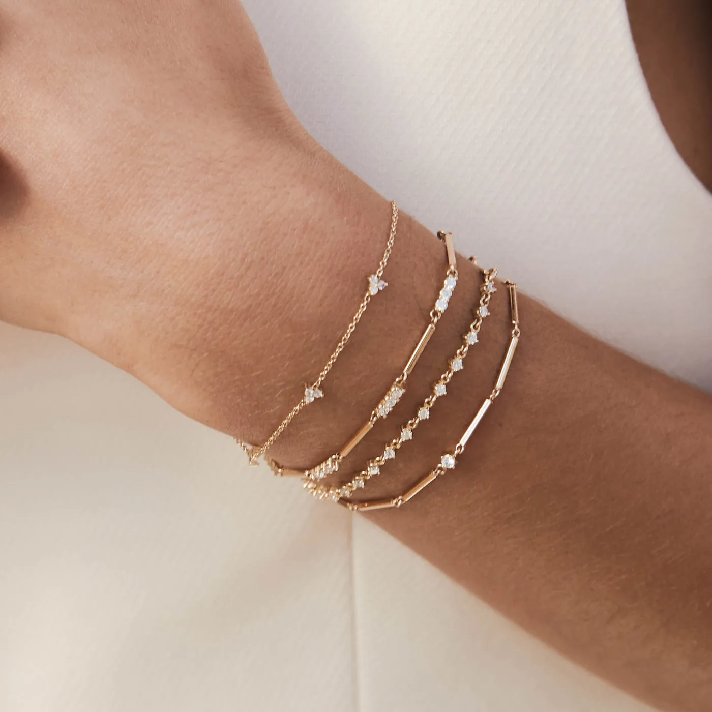 14kt Linked Prong Set Diamond Tennis Bracelet