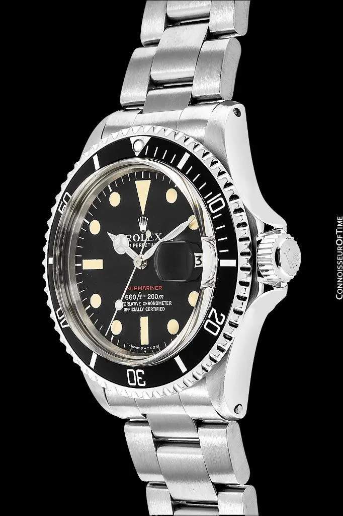 1970 Rolex Submariner Vintage Mens Ref. 1680 Watch with Red Letter Dial - Stainless Steel