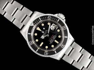 1970 Rolex Submariner Vintage Mens Ref. 1680 Watch with Red Letter Dial - Stainless Steel