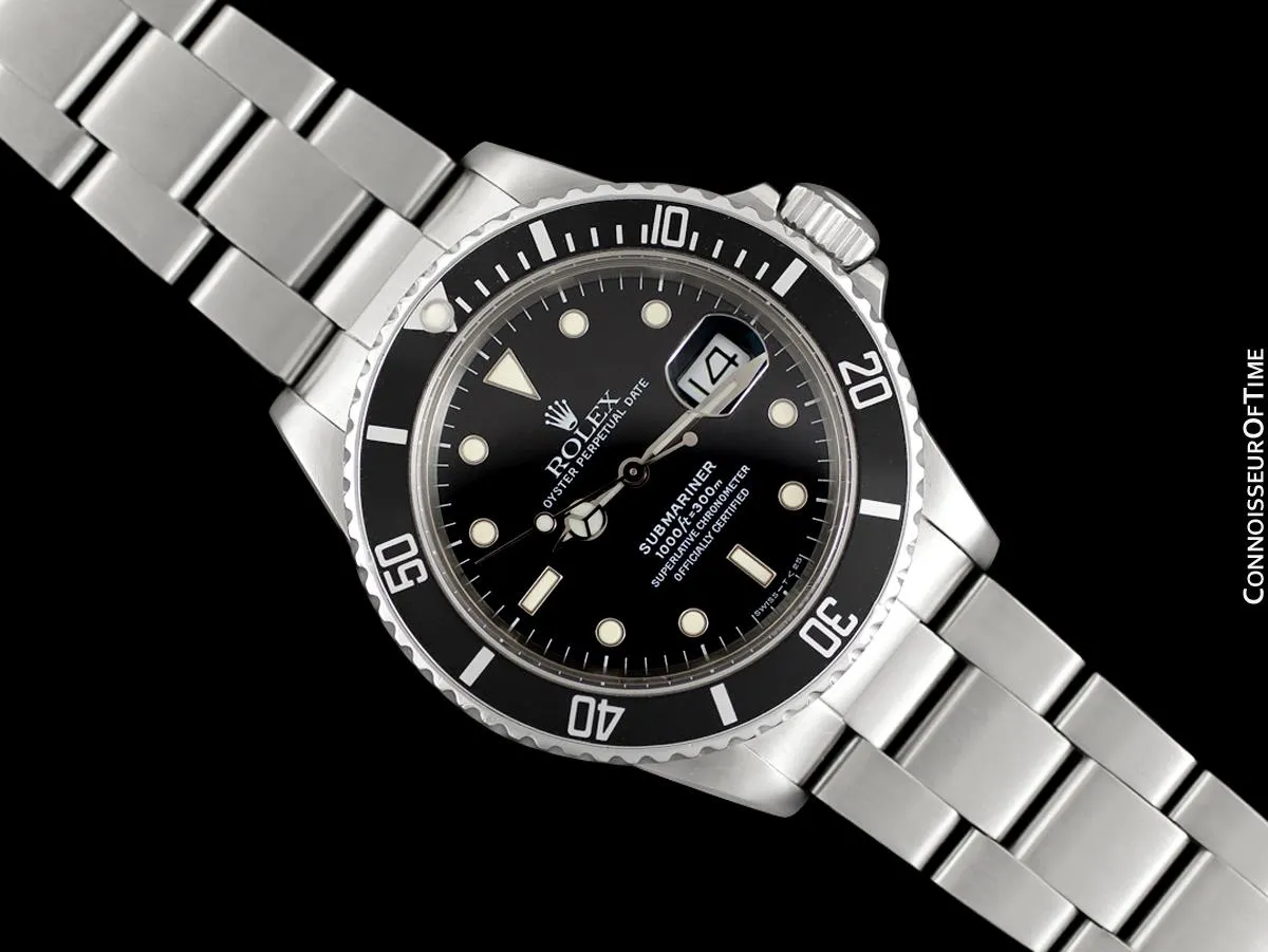 1987 Rolex Submariner "Triple Zero" Vintage Mens Ref. 168000 Stainless Steel Watch - Boxes & Booklet