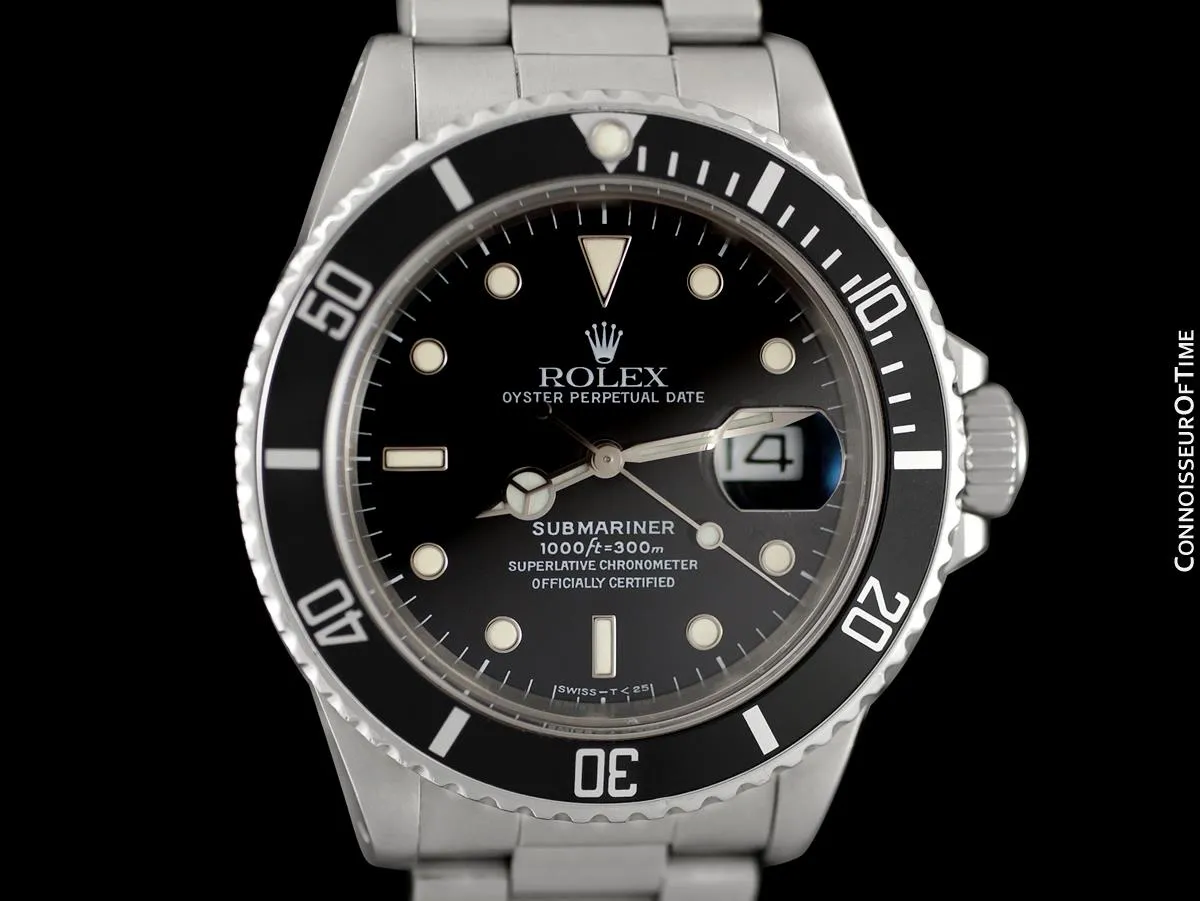 1987 Rolex Submariner "Triple Zero" Vintage Mens Ref. 168000 Stainless Steel Watch - Boxes & Booklet