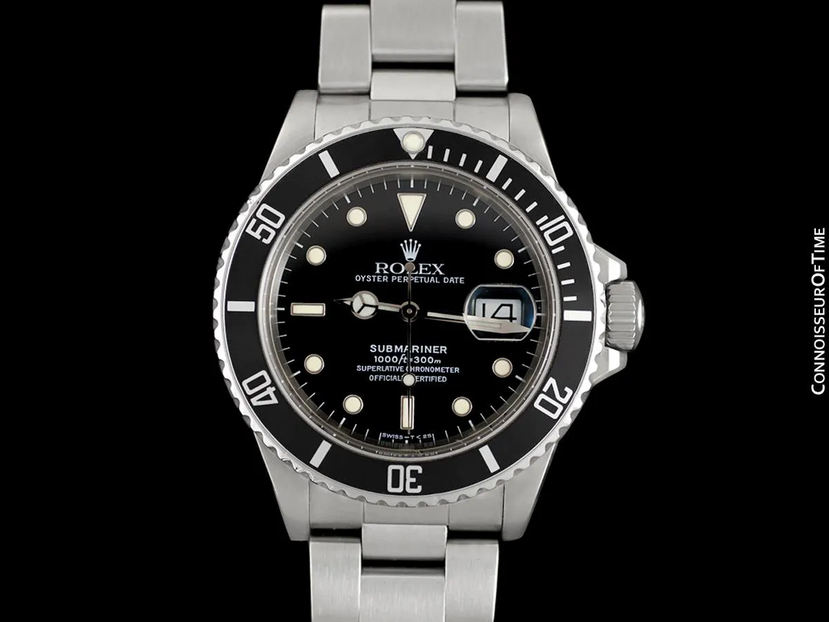 1987 Rolex Submariner "Triple Zero" Vintage Mens Ref. 168000 Stainless Steel Watch - Boxes & Booklet