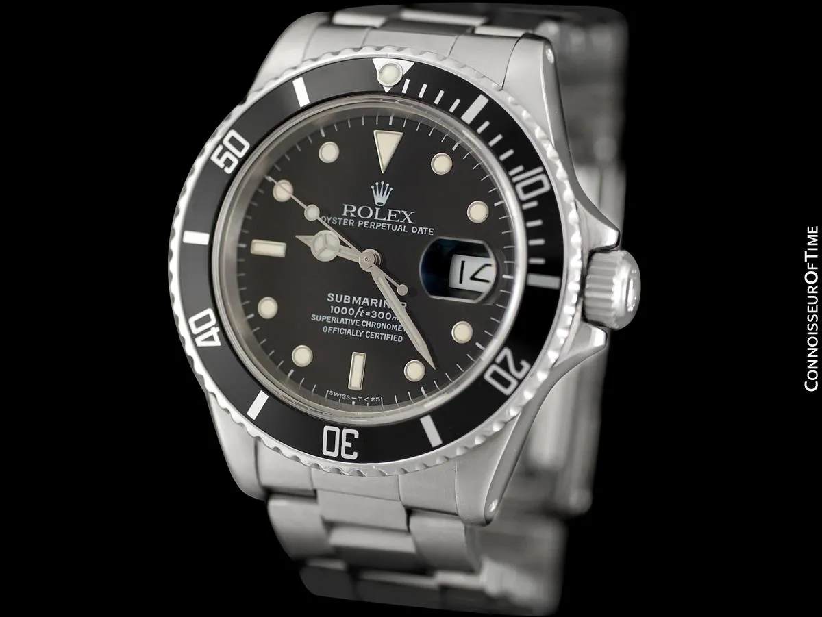 1987 Rolex Submariner "Triple Zero" Vintage Mens Ref. 168000 Stainless Steel Watch - Boxes & Booklet