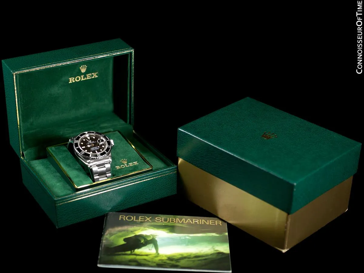1987 Rolex Submariner "Triple Zero" Vintage Mens Ref. 168000 Stainless Steel Watch - Boxes & Booklet