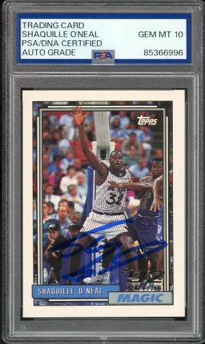 1992 Topps #362 Shaquille O'Neal RC Rookie Magic PSA/DNA Auto GEM MINT 10