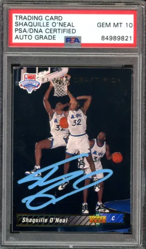 1992 Upper Deck #1 Shaquille O'Neal RC Magic Blue Ink PSA/DNA Auto GEM MINT 10