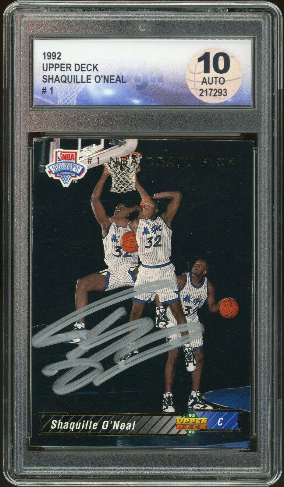 1992 Upper Deck #1 Shaquille O'Neal RC Rookie Magic JSA DGA 10 Auto