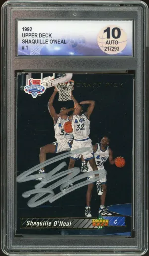1992 Upper Deck #1 Shaquille O'Neal RC Rookie Magic JSA DGA 10 Auto