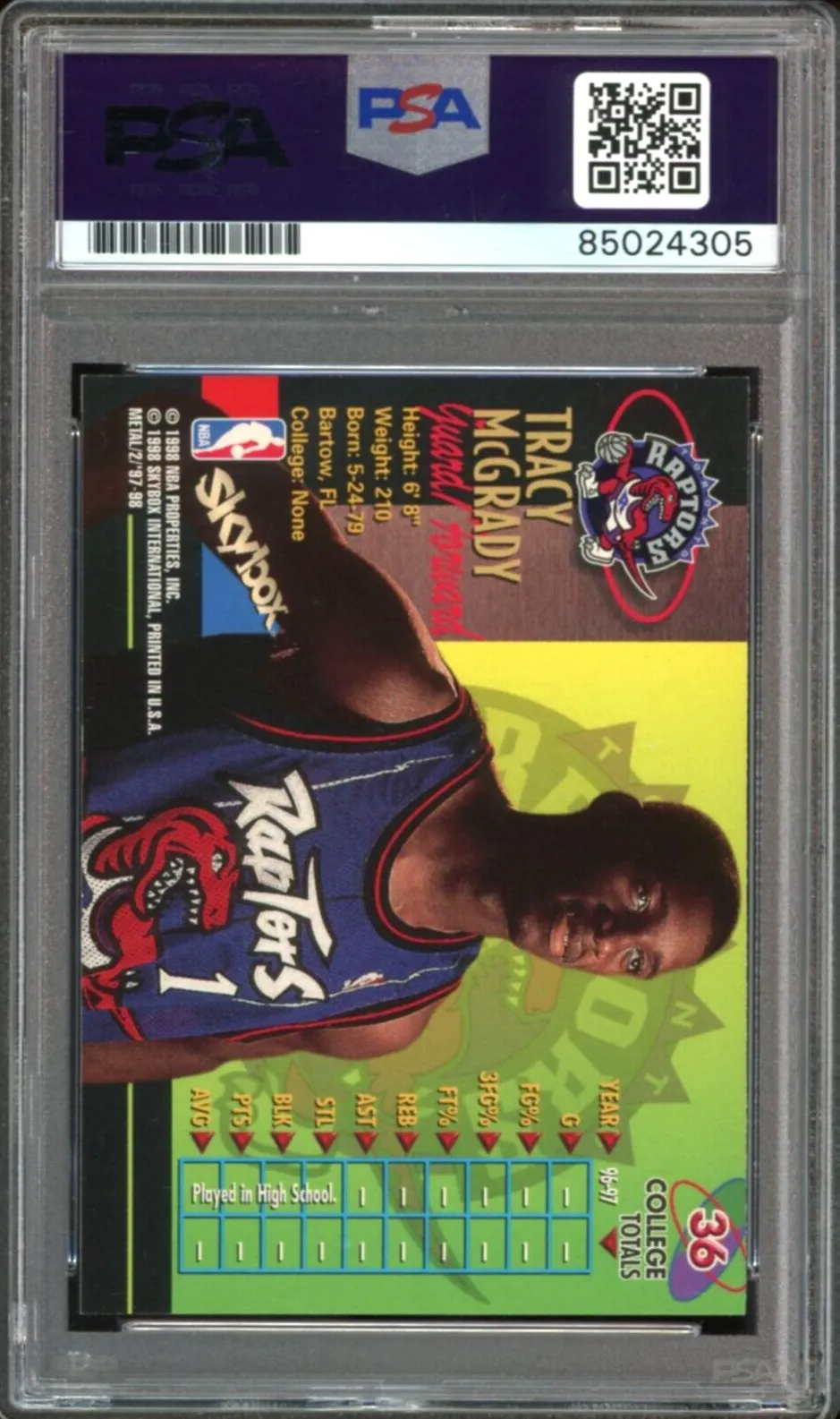 1997 Metal Universe #36 Tracy McGrady RC Rookie On Card PSA/DNA Auto GEM MINT 10