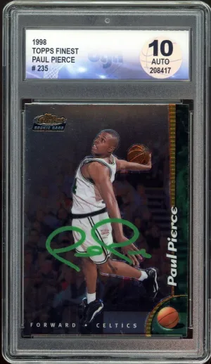 1998 Topps Finest #235 Paul Pierce RC Fanatics Signed DGA 10 Auto