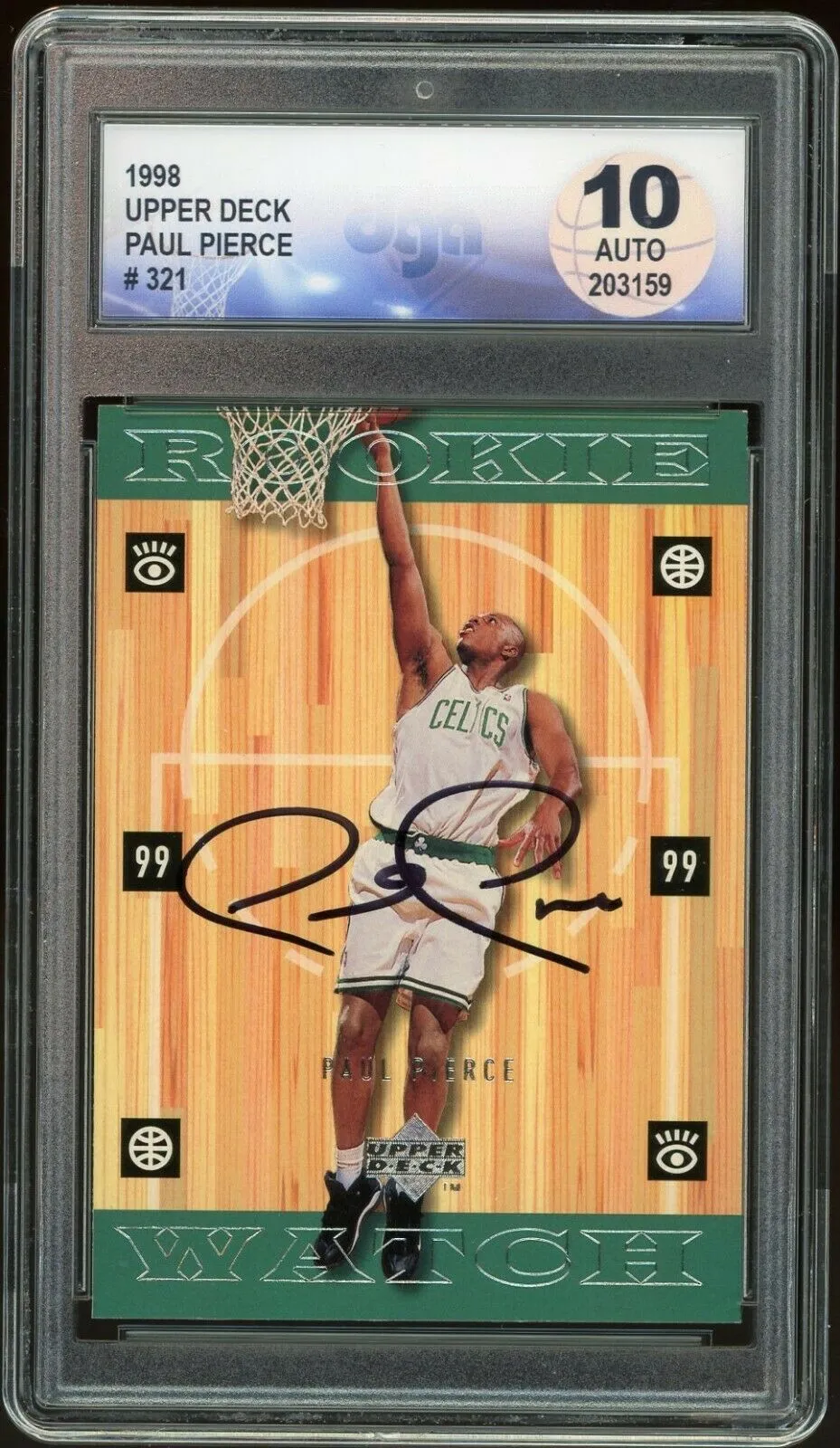 1998 Upper Deck #321 Paul Pierce RC Fanatics Signed DGA 10 Auto