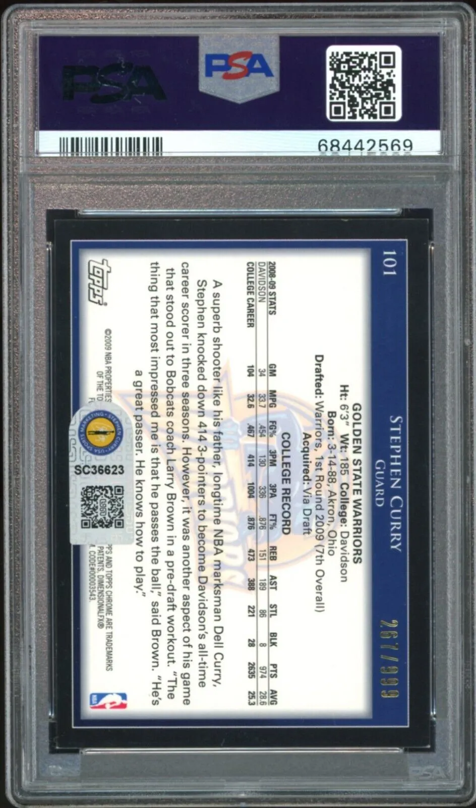 2009 Topps Chrome Stephen Curry RC 4x NBA Champ On Card PSA Authentic Auto 10