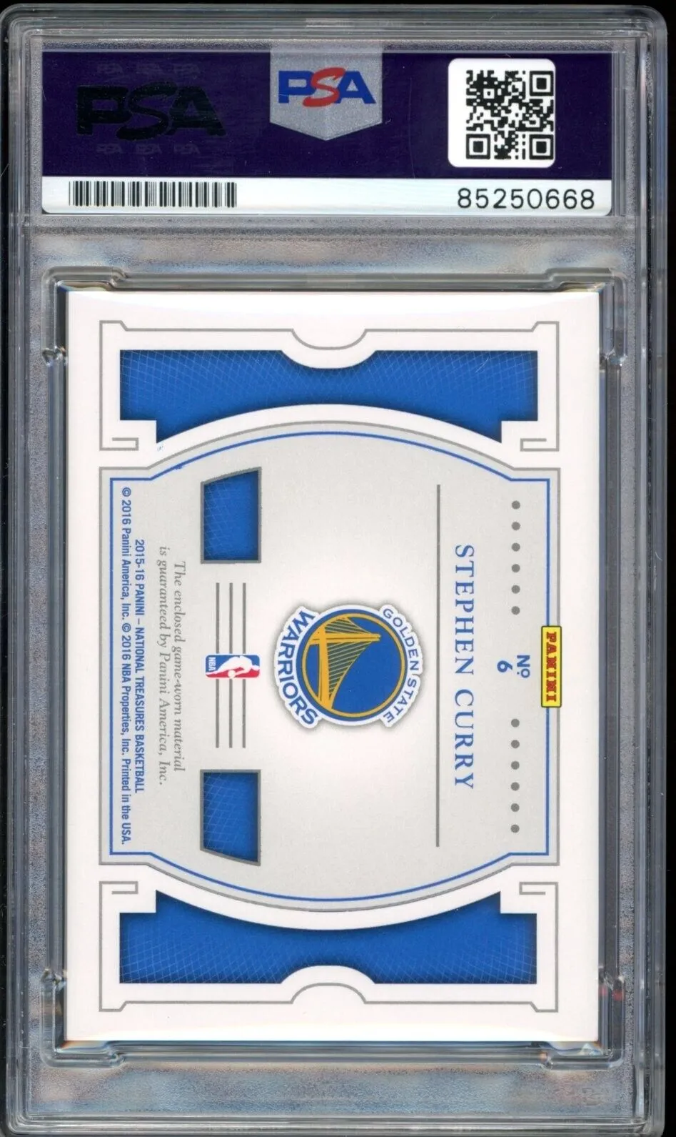 2015 National Treasures Jersey Patch #/49 Stephen Curry PSA/DNA Auto GEM MINT 10