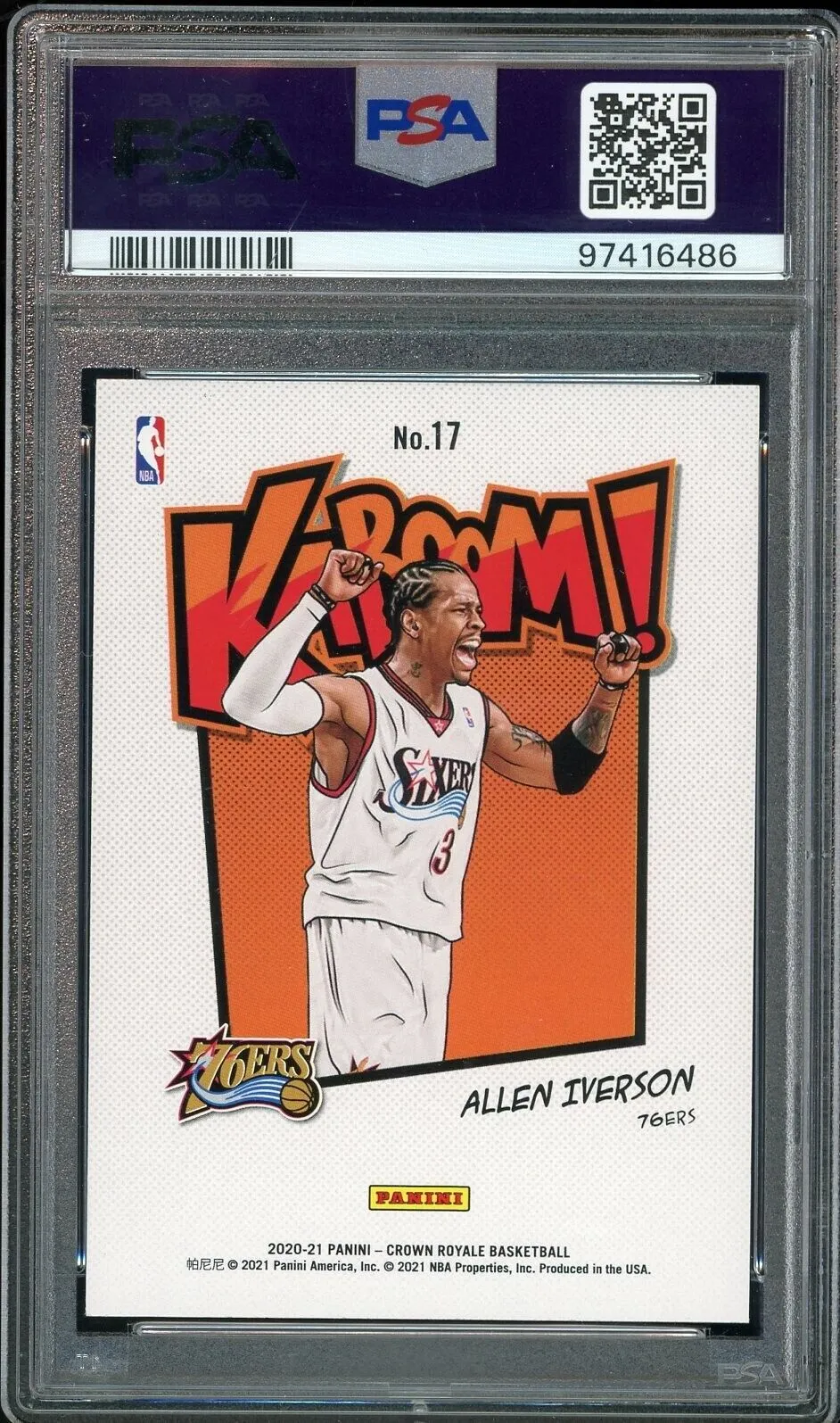2020 Panini Crown Royale KABOOM! #17 Allen Iverson 10/10 Auto GEM MINT Pop 1