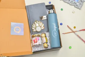 2024 Diwali Combo 3.0 (Classy Executive Flip Diary   Dryfruit Jar   Ferrero Rocher   Classic Bottle) Grey