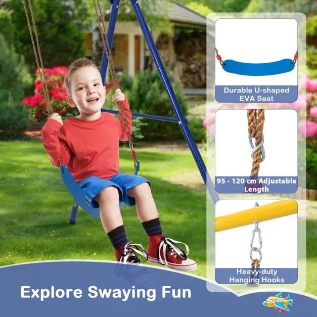 4-in-1 Heavy Duty Pikler Swing Set | Climbing Ladder| Disc Swing | Basketball Hoop | 3-9 Years
