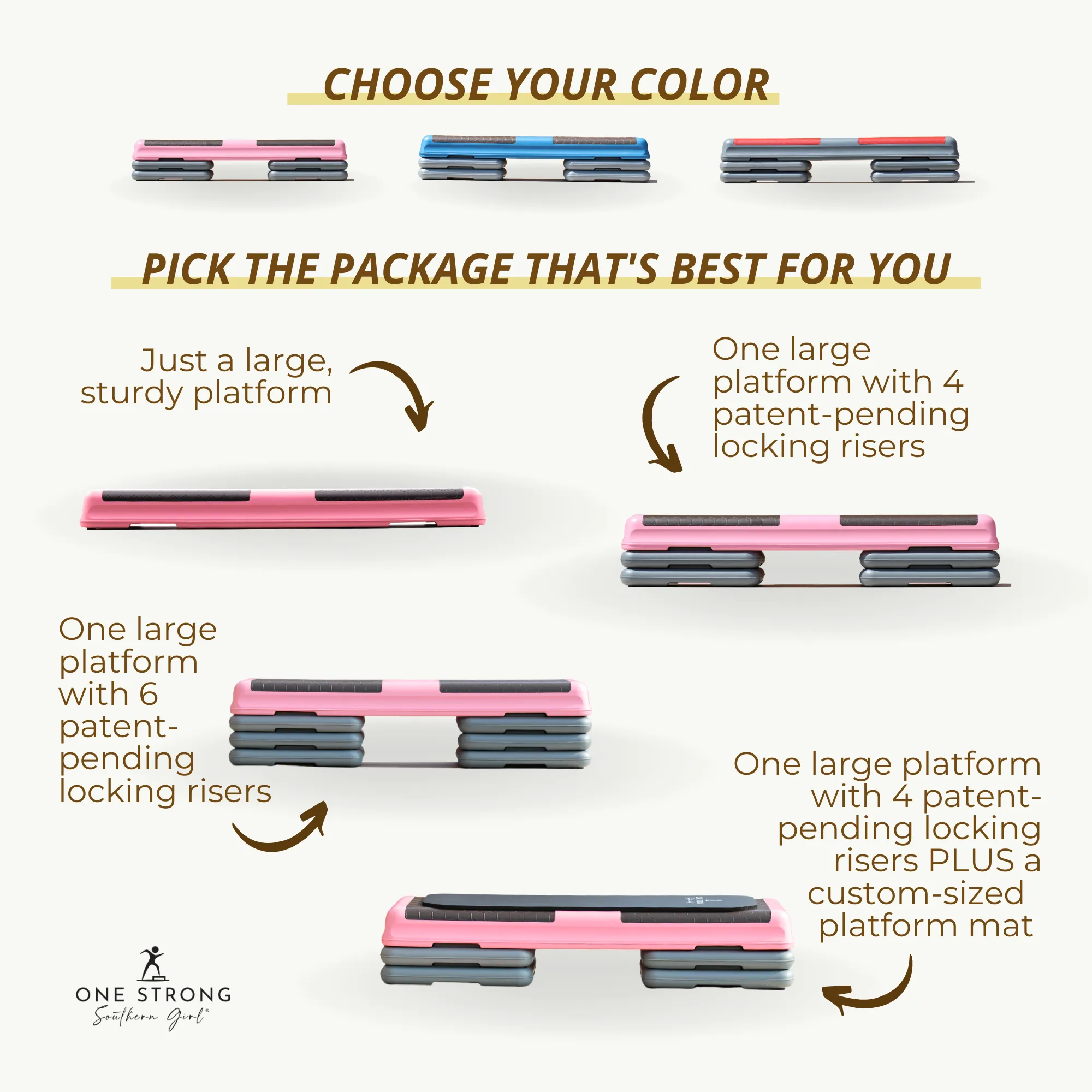 Aerobic Step Platforms with 4 Adjustable Locking Risers (the classic set)