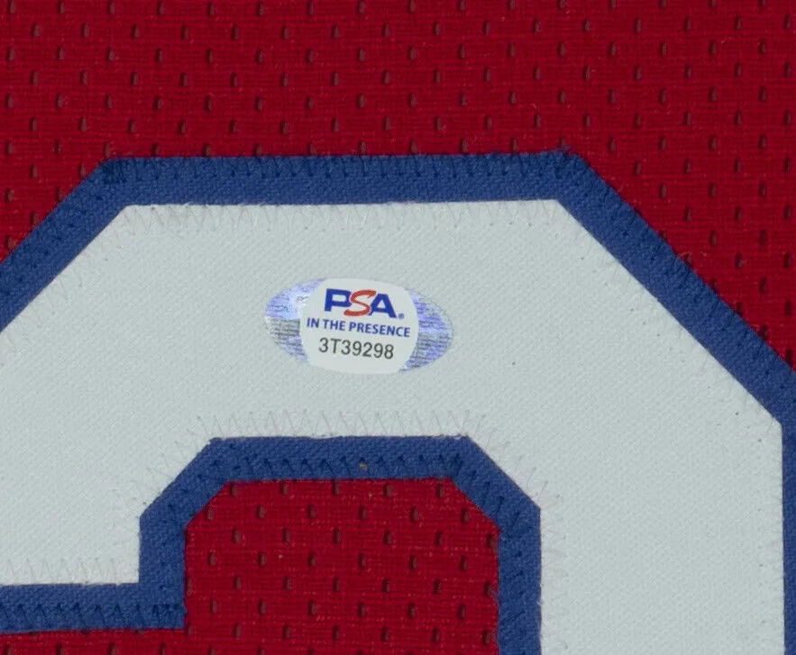 Allen Iverson Signed Framed Custom Red Basketball Jersey PSA ITP