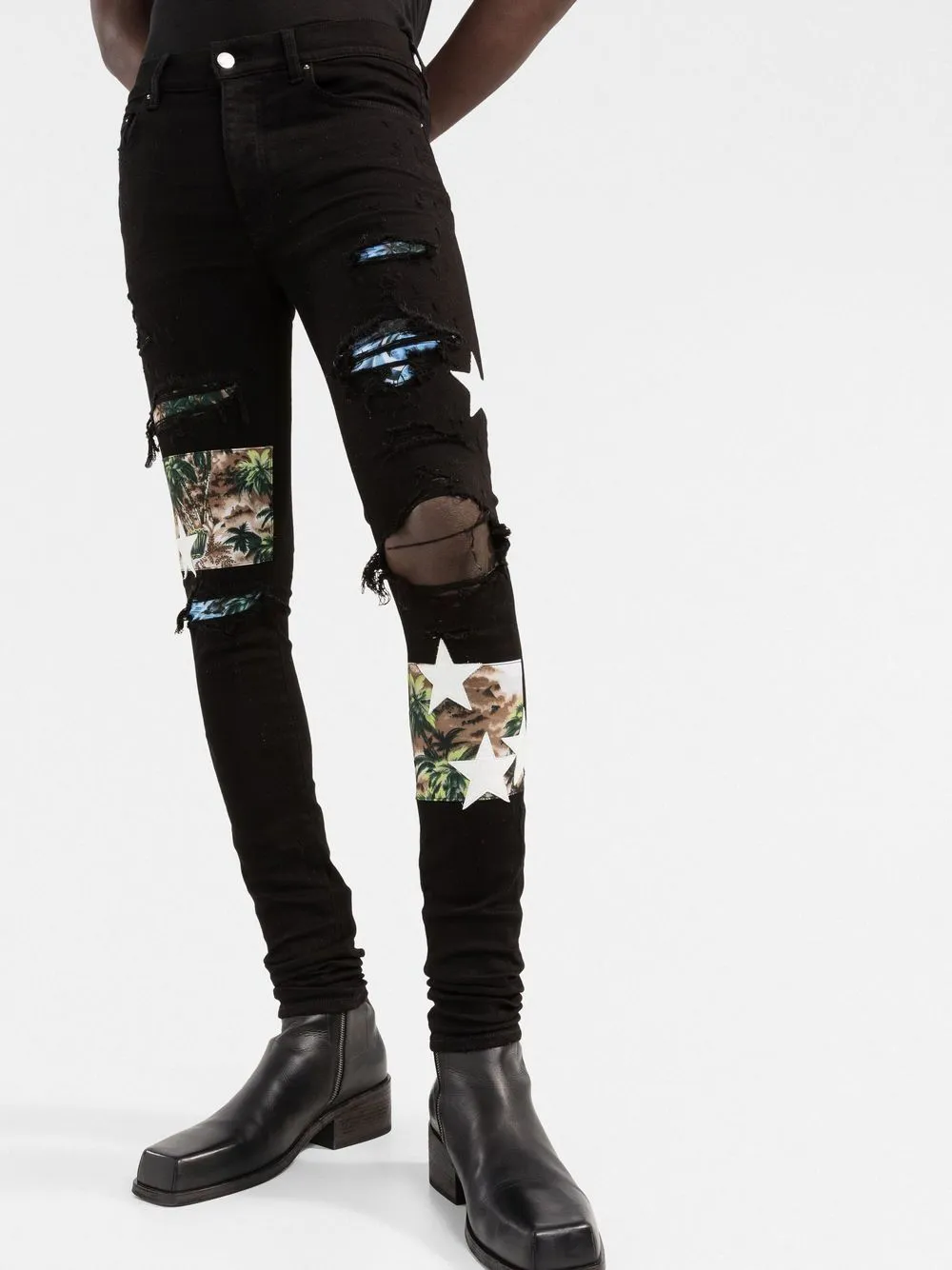 AMIRI patchwork distressed skinny jeans