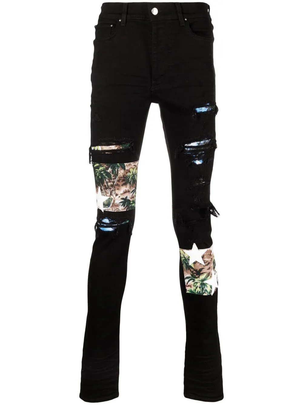 AMIRI patchwork distressed skinny jeans