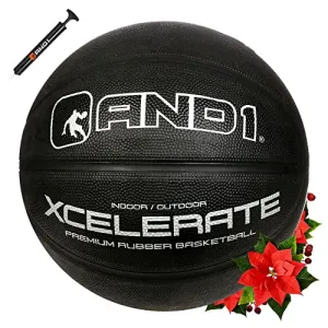 AND1 Xcelerate Rubber Basketball (Pump Included): Official Regulation Size 7 (29.5”) Streetball, Made for Indoor/Outdoor Basketball Games