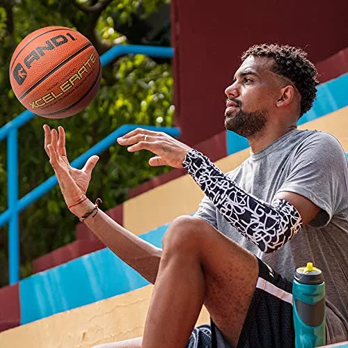 AND1 Xcelerate Rubber Basketball (Pump Included): Official Regulation Size 7 (29.5”) Streetball, Made for Indoor/Outdoor Basketball Games