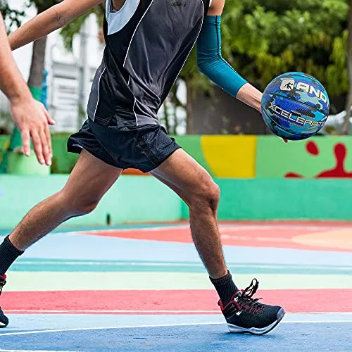 AND1 Xcelerate Rubber Basketball (Pump Included): Official Regulation Size 7 (29.5”) Streetball, Made for Indoor/Outdoor Basketball Games