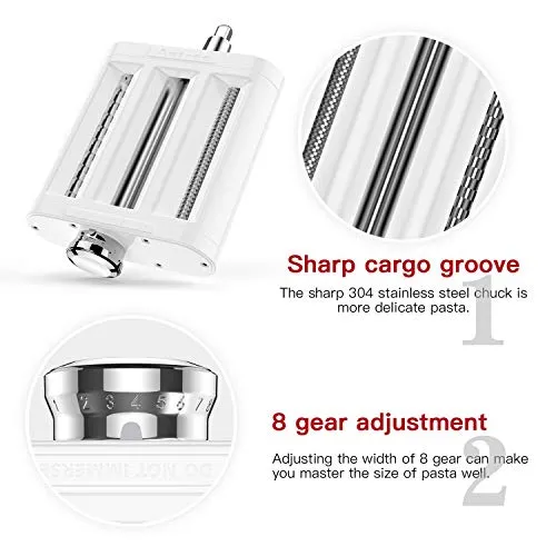 ANTREE Pasta Maker Attachment 3 in 1 Set for KitchenAid Stand Mixers Included Pasta Sheet Roller, Spaghetti Cutter, Fettuccine Cutter Maker Accessories and Cleaning Brush