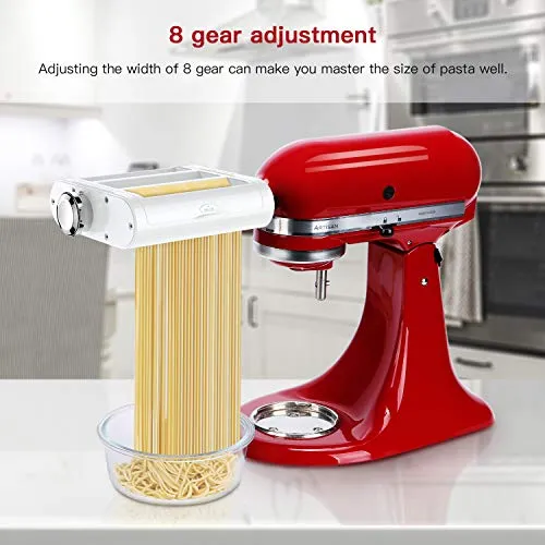 ANTREE Pasta Maker Attachment 3 in 1 Set for KitchenAid Stand Mixers Included Pasta Sheet Roller, Spaghetti Cutter, Fettuccine Cutter Maker Accessories and Cleaning Brush