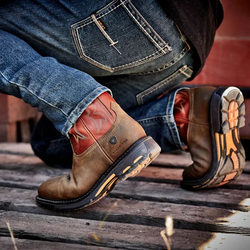 Ariat® Men's "WorkHog®" Steel Toe Western Boot - Dark Earth