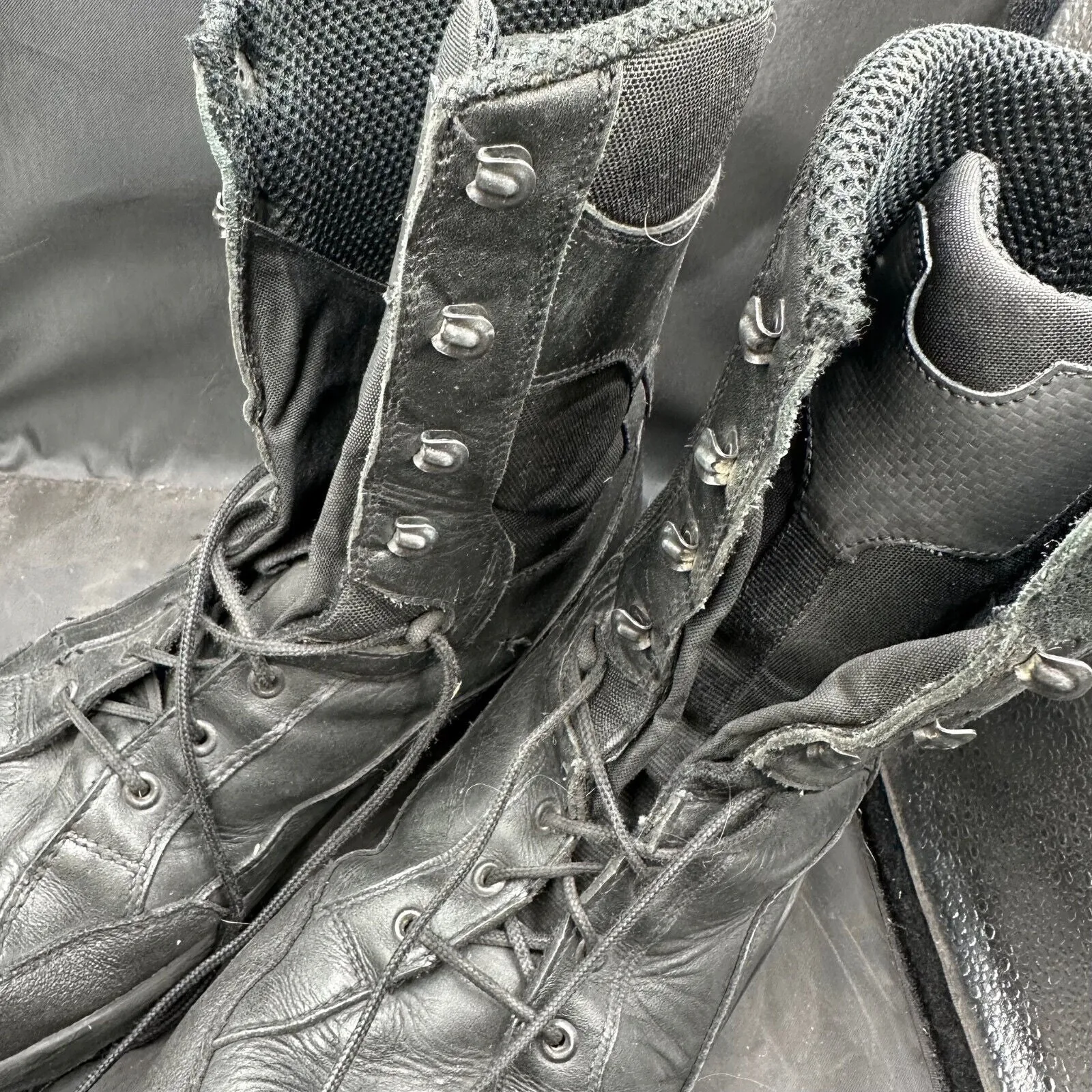 Austrian Army Black Leather Heavy Duty Combat Boots - Size EU 46 - UK 11
