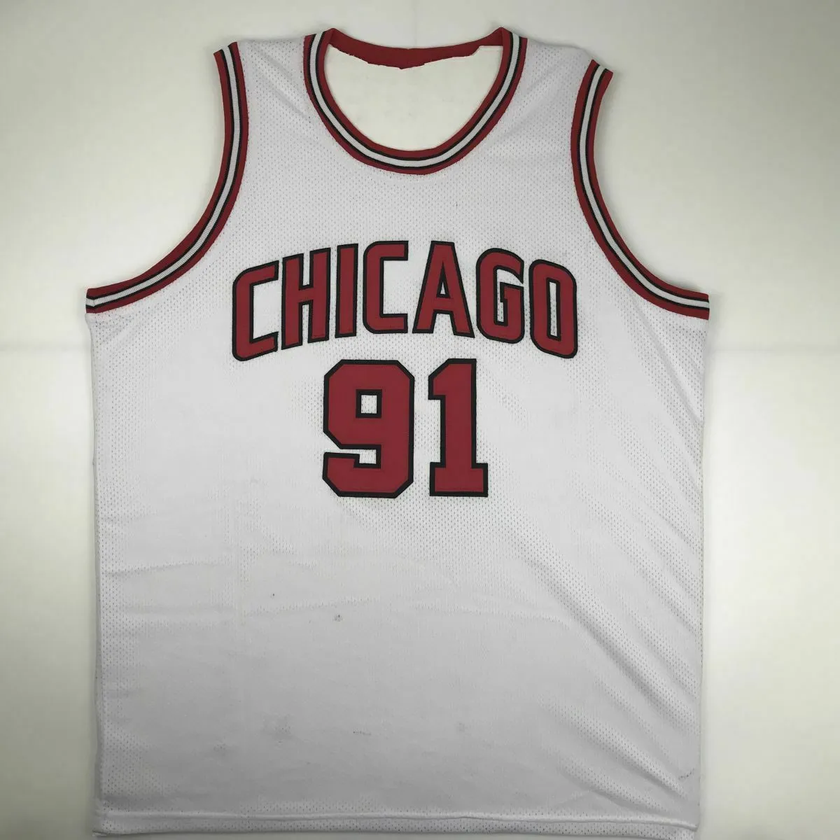 Autographed/Signed DENNIS RODMAN Chicago White Basketball Jersey JSA COA Auto