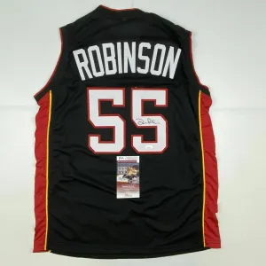 Autographed/Signed DUNCAN ROBINSON Miami Black Basketball Jersey JSA COA Auto