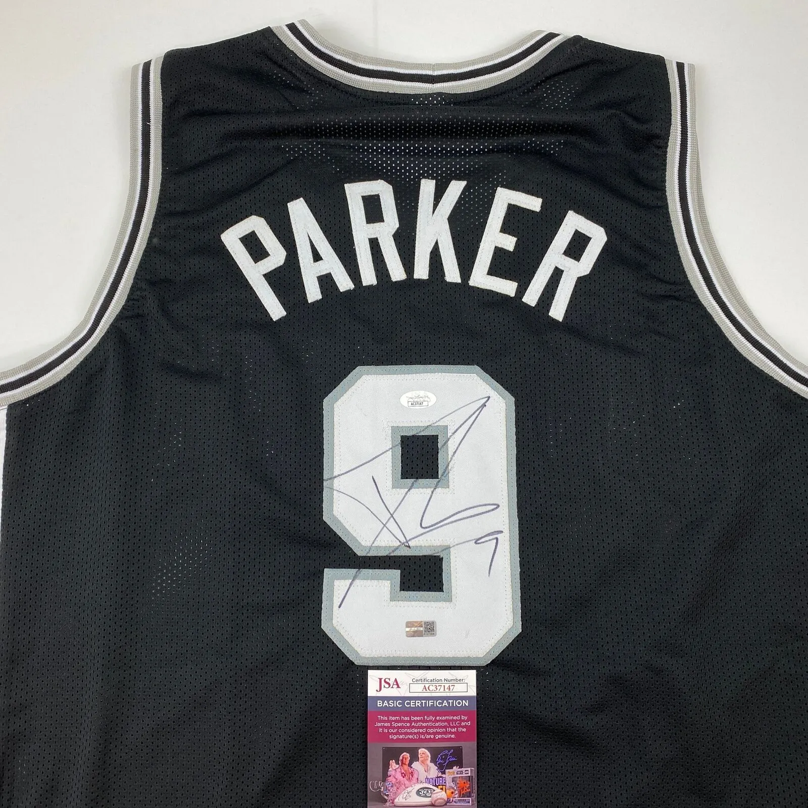 Autographed/Signed Tony Parker San Antonio Black Basketball Jersey JSA COA Auto