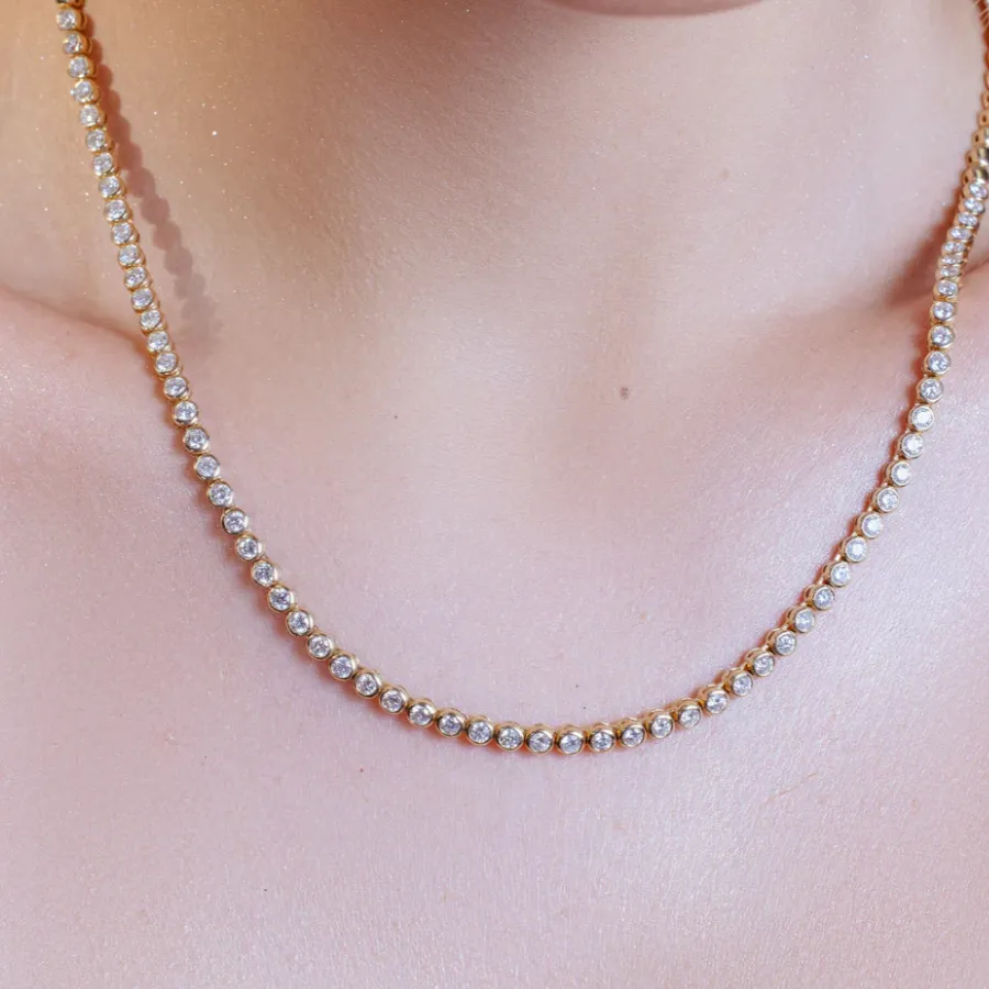 Bezel Set Diamond Tennis Necklace
