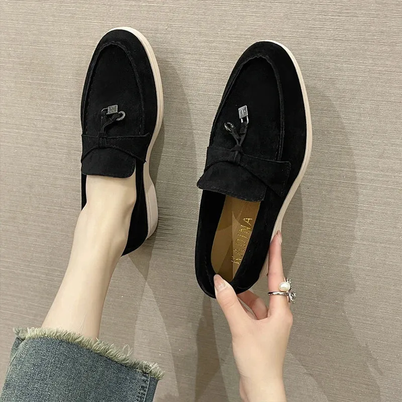 binfenxie Sport Women Flats Shoes New Trend Spring Autumn Platform Suede Loafers Shoes Casual Ladies Walking Non Slip Chaussure Femme