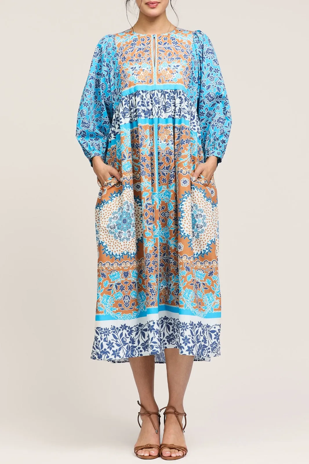 Boho Patchwork Print Midi Dress