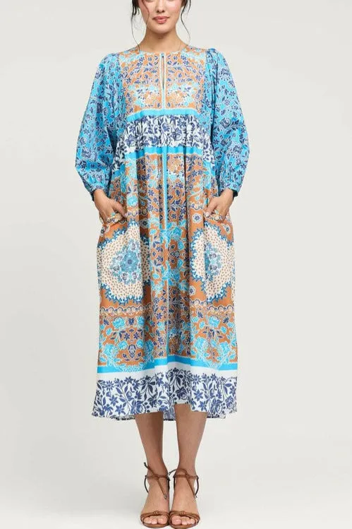 Boho Patchwork Print Midi Dress