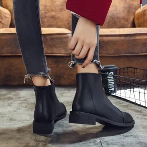 Booties Female Autumn Front Zipper Martin Boots Winter Short Boots Single Boots