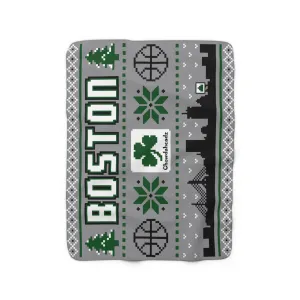 Boston Shamrock Ugly Sweater Sherpa Fleece Blanket
