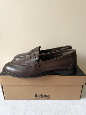 BRAND NEW IN BOX BARBOUR BROWN LEATHER LOAFERS SIZE 6 EUR 39/40