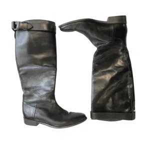 BURBERRY Black Leather Riding Boots Size 39.5