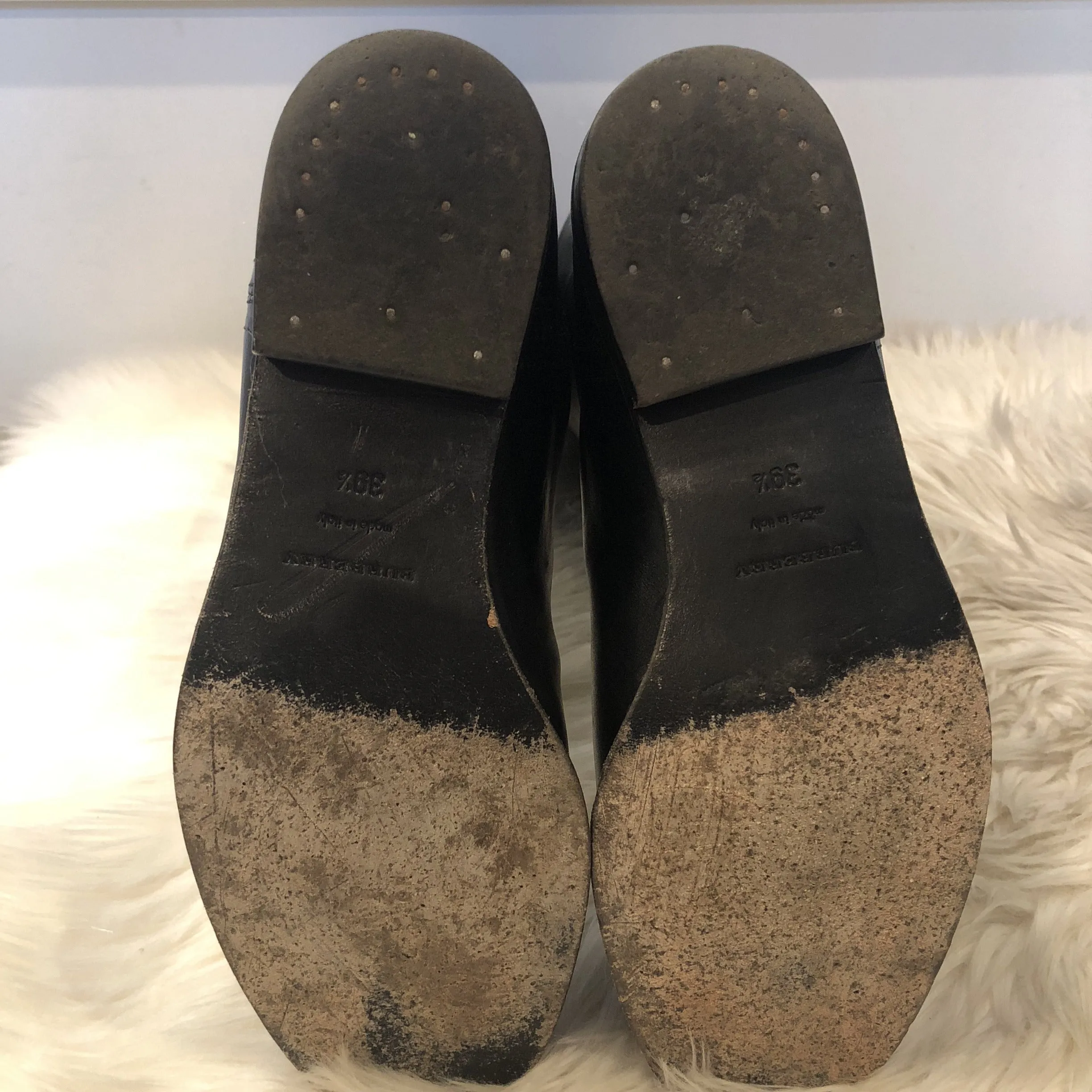 BURBERRY Black Leather Riding Boots Size 39.5