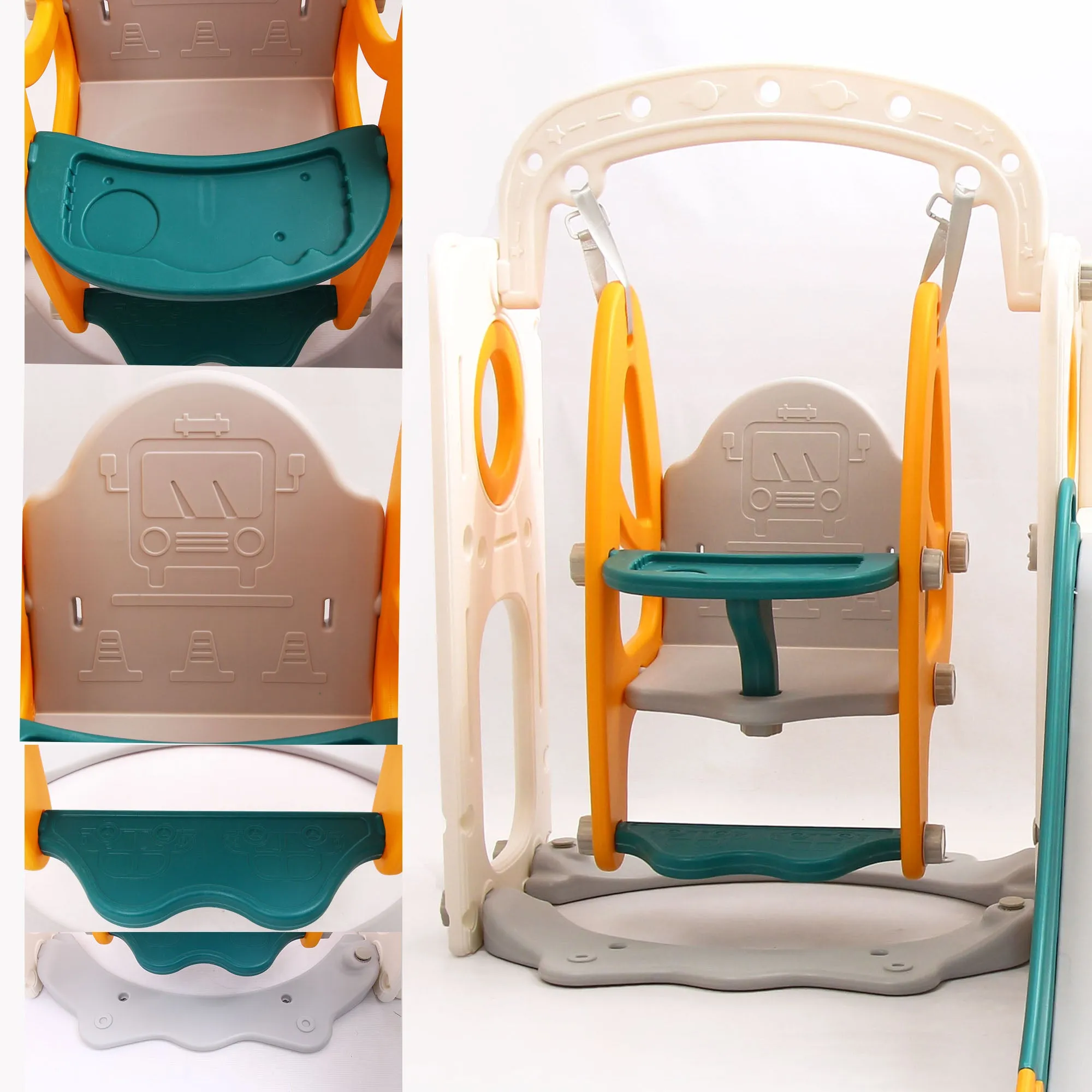 Bus 5-in-1 Kids Slide & Swing Set | Basketball Hoop | Storage Area | Telescope
