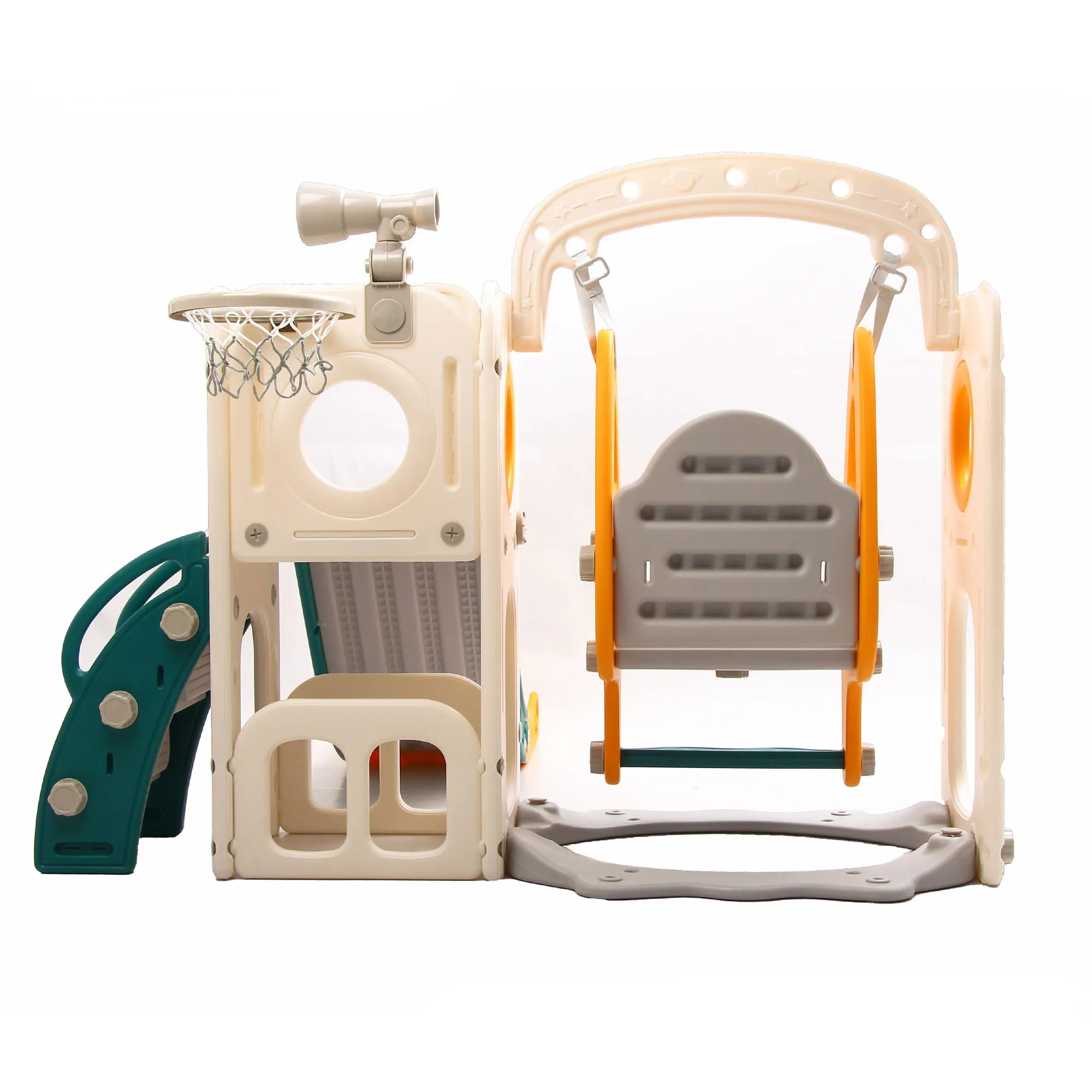 Bus 5-in-1 Kids Slide & Swing Set | Basketball Hoop | Storage Area | Telescope