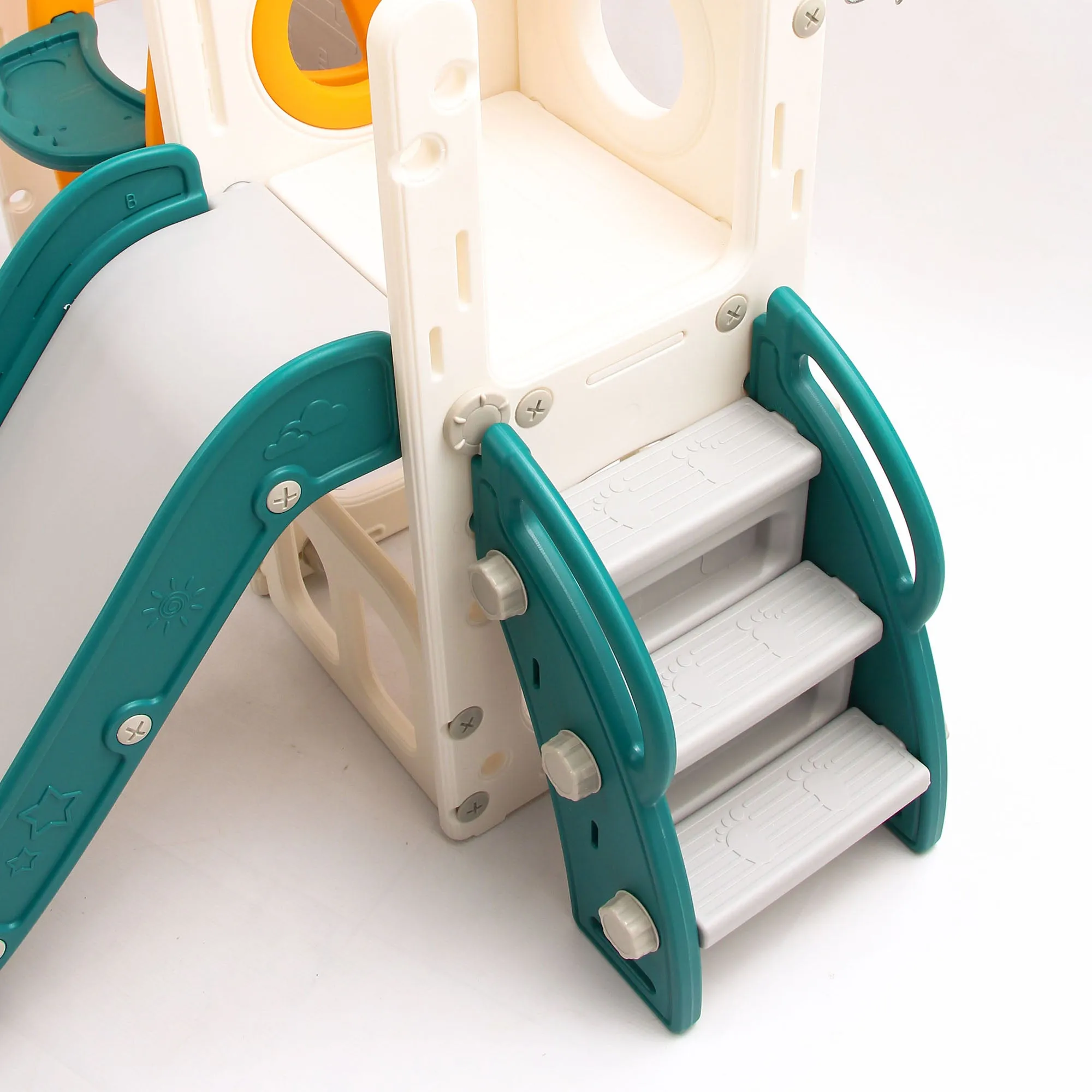 Bus 5-in-1 Kids Slide & Swing Set | Basketball Hoop | Storage Area | Telescope