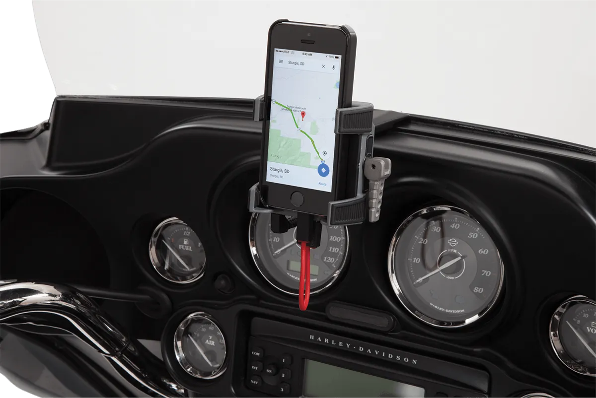 Ciro 50217 Smartphone Holder w/ Charger with Fairing Mount - Black