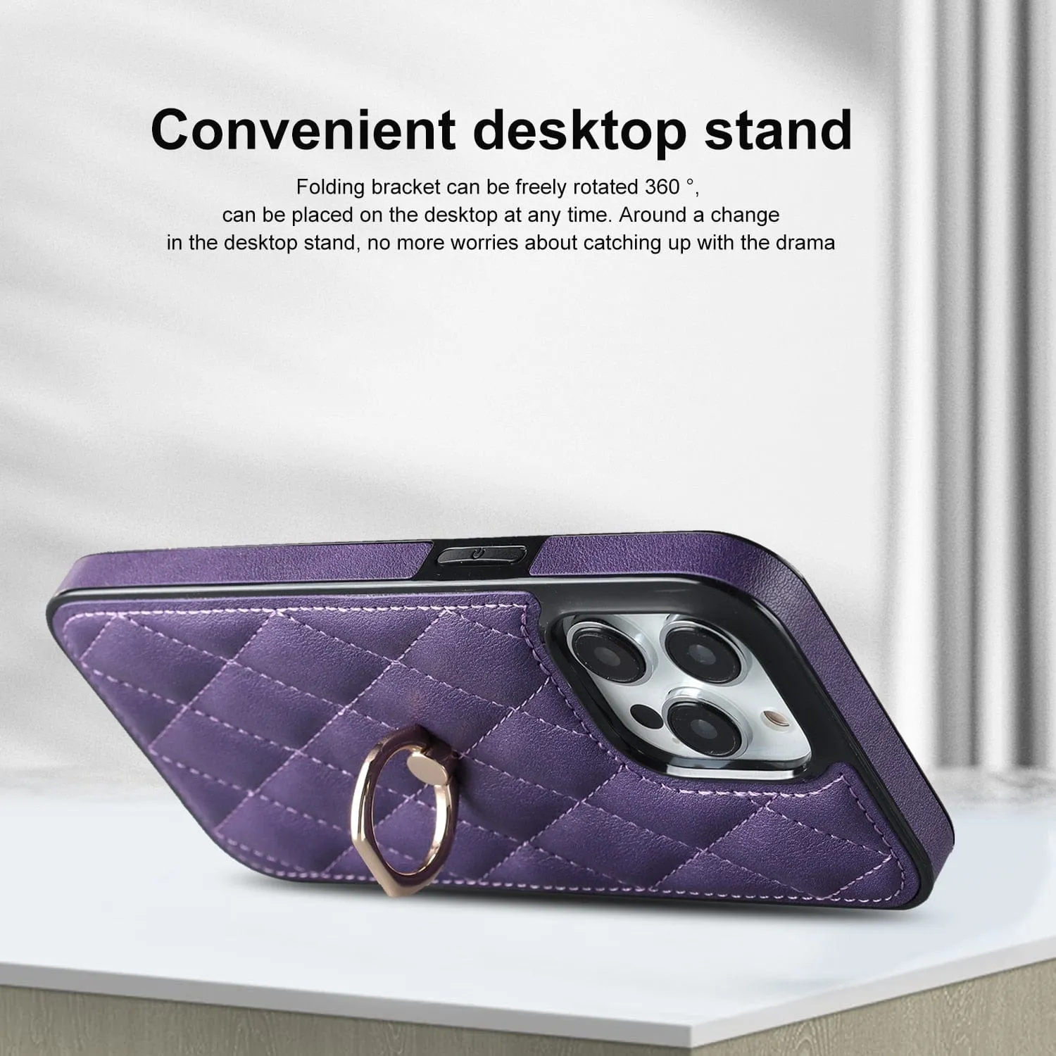 Classic Leather Phone Case With Ring Grip